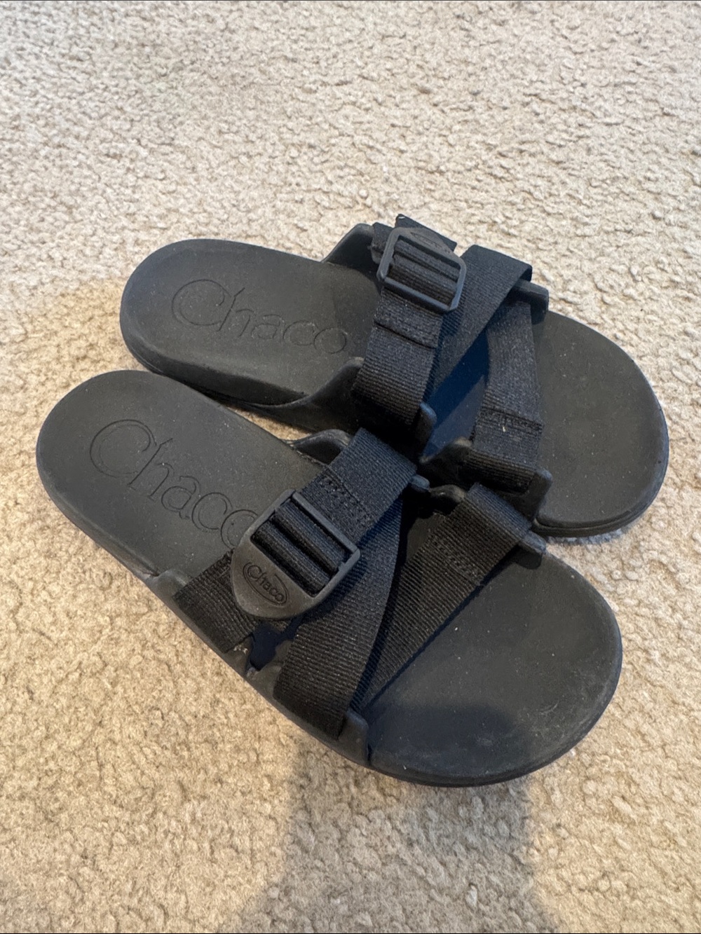 Chaco Black Adjustable Strap Slide Sandals